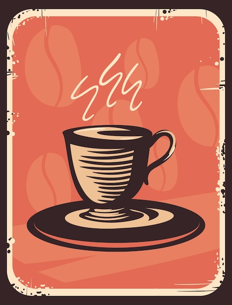 Vector retro koffiekopje poster