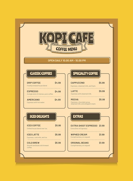 Retro koffieshop menu poster