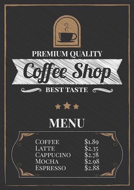 Retro koffieshop menu