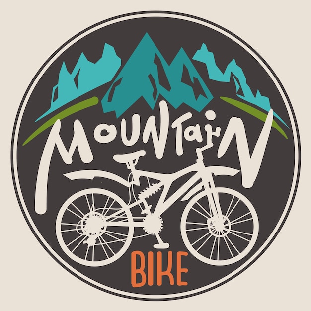 Retro label mountain bike hand drawn lettering