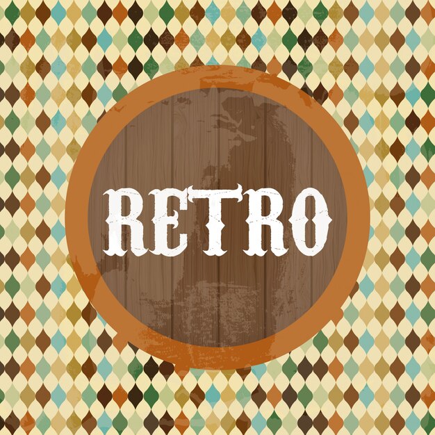 Retro label over patroon achtergrond vectorillustratie