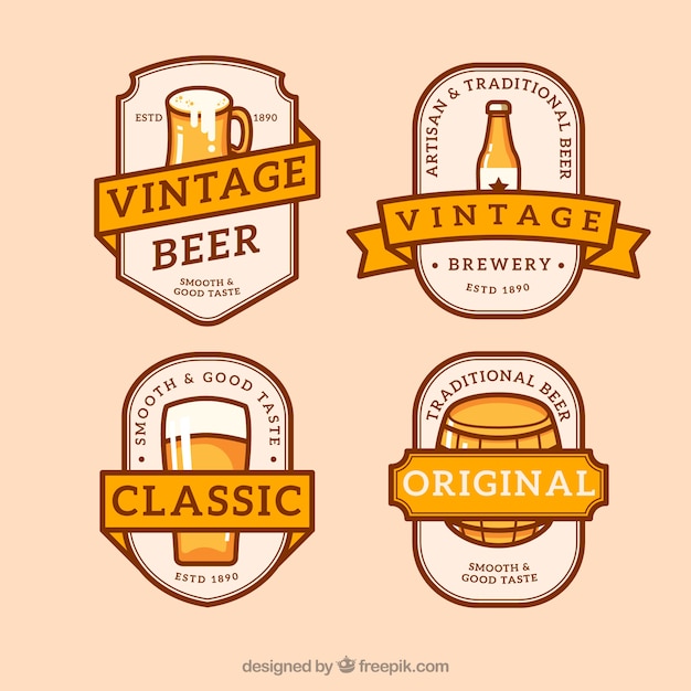 Vector retro label set of beer