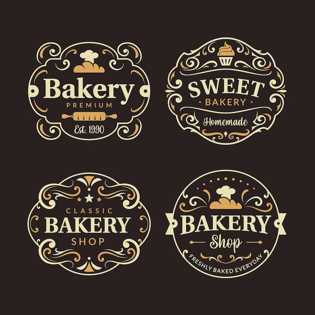 Retro labelset voor bakkerij