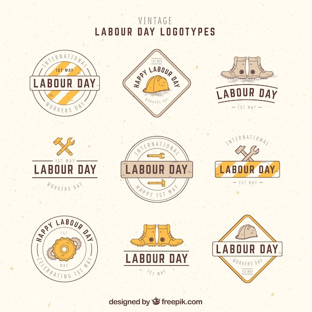 Retro labor day logos