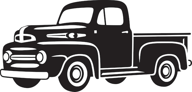 Vector retro legacy vintage pickup emblem antique workhorse black truck design