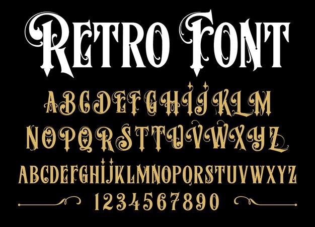 Vector retro letter font design vector