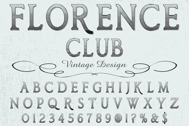 Vettore club di firenze design retrò etichetta lettering