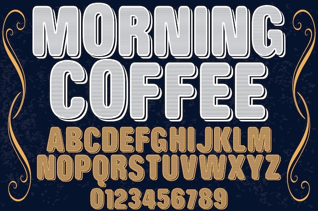 Caffè di mattina di disegno dell'etichetta retrò lettering