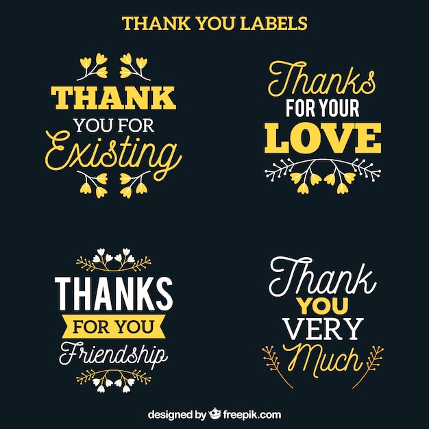 Retro lettering thank you sticker pack