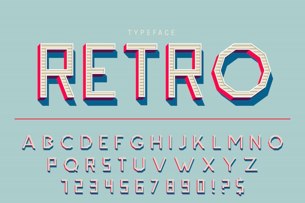 Vector retro lettertype lettertype alfabet