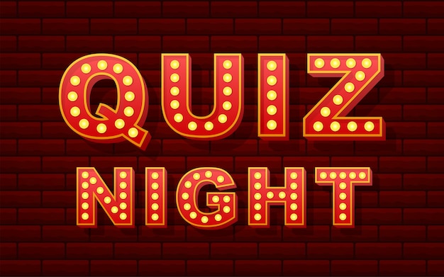 Retro lichte tekst quiz nacht illustratie