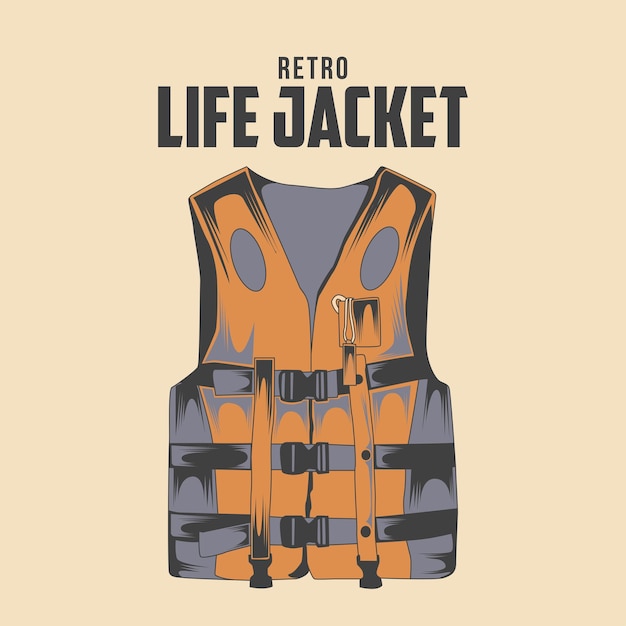 Retro Life Jacket Vector Illustration