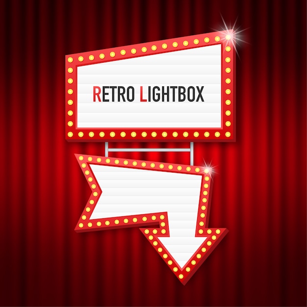 Vector retro lightbox billboard vintage frame. lightbox with customizable . classic banner for your projects or advertising.