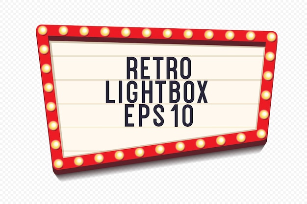 Retro lightbox sjabloon met realistische stijl van de gloeilamp