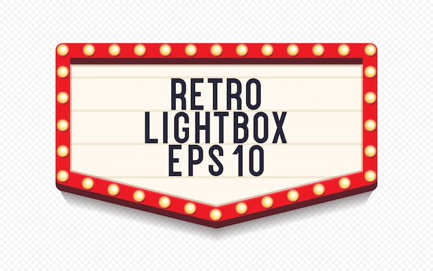 Retro lightbox sjabloon met realistische stijl van de gloeilamp