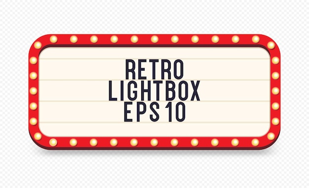 Vector retro lightbox template with lightbulb realistic style