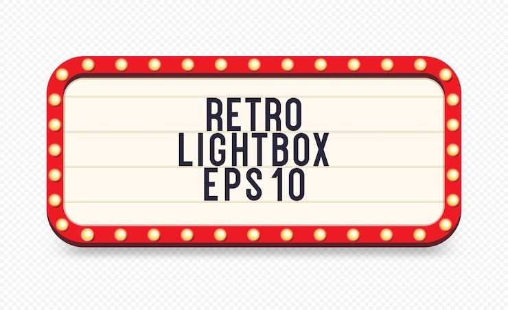 Vector retro lightbox template with lightbulb realistic style