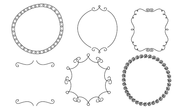 Cornici, nastri, fiori, decorazioni e piante per disegnare linee retrò