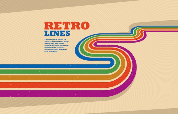 retro lines vector abstract background 3d dimensional perspective vintage graphic design art poster wallpaper in a style of seventieth