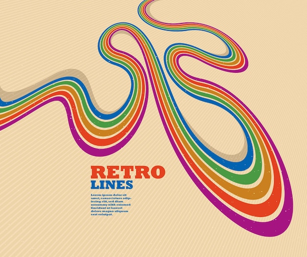 retro lines vector abstract background 3d dimensional perspective vintage graphic design art poster wallpaper in a style of seventieth
