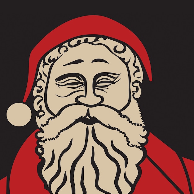 Retro linoleografia natale illustrazione di babbo natale