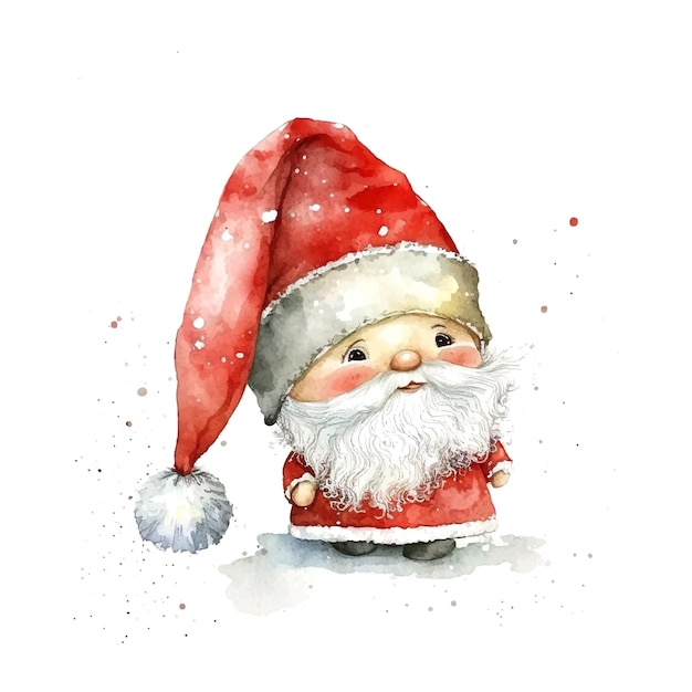 Retro little santa christmas watercolor great design for any purposes Funny vector illustration Baby postcard