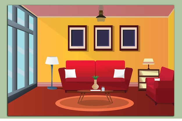 Vector a retro living room combination colors interior room designs