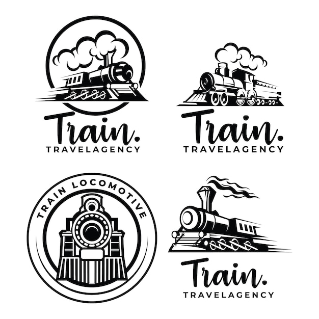 Retro locomotive logo design bundle