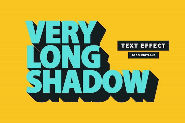 Vector retro long shadow text effect, editable text