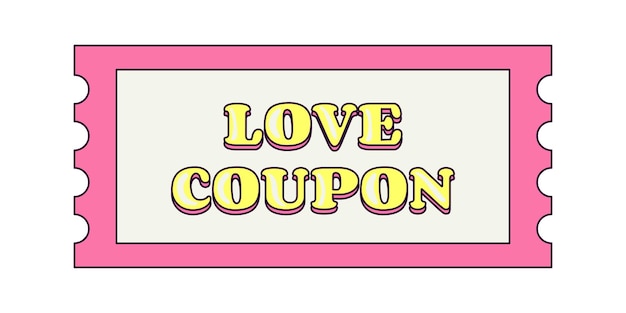 Retro Love Coupon Isolated Element