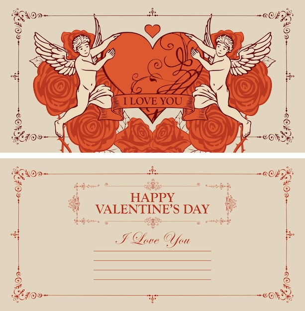 Vector retro love postcard