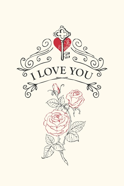 retro love postcard