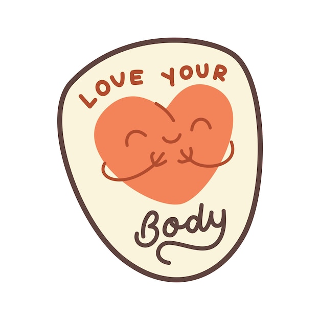 Vettore l'illustrazione retro di love your body sticker