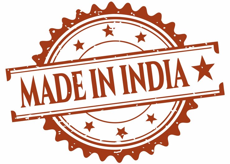 वेक्टर retro made in india stamp for product label vintagestyle design for authentic branding