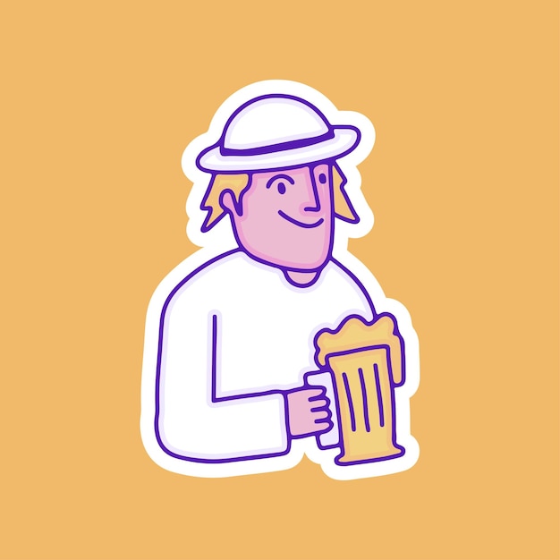 Retro man chill out met glas bier illustratie