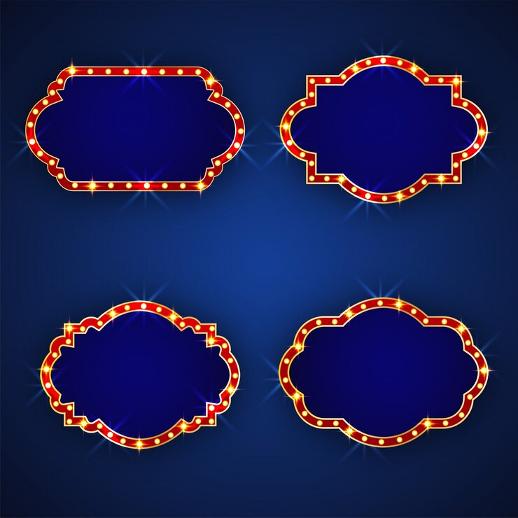 Vector retro marquee frames with light bulbs with space for your text.