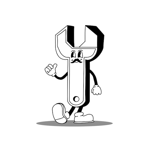 Vector retro mechanic character design vector groovy