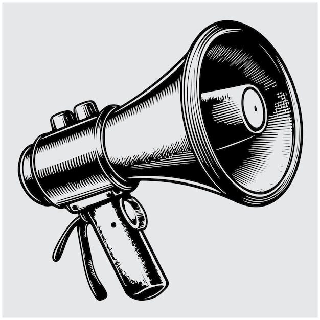 Retro megaphone sketch Screaming bullhorn advertising vintage announcement propaganda Vector