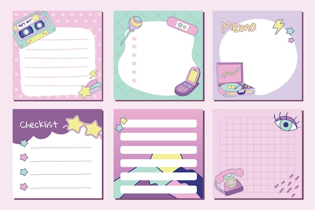 Retro memo note taking template