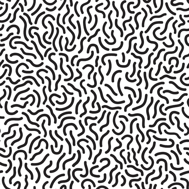 retro memphis trendy pattern seamless background fashion 8090s black and white mosaic curve texture