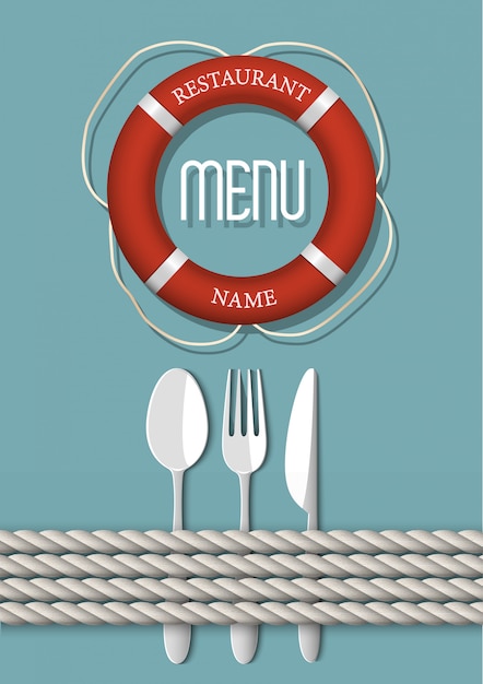 Menu design retrò per ristorante di pesce