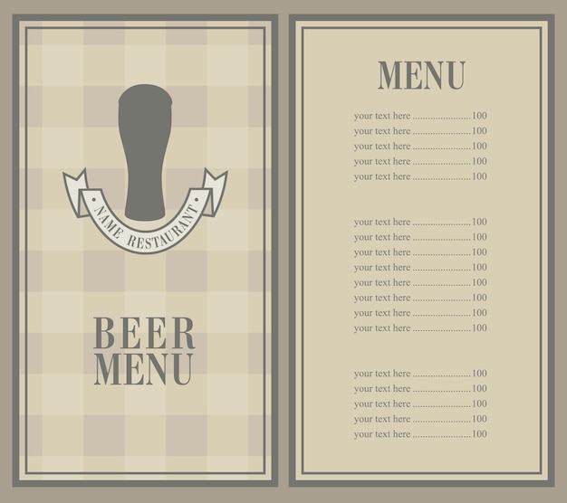 retro menu met bierglas