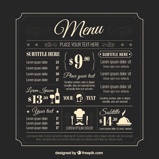 Retro modello di menu