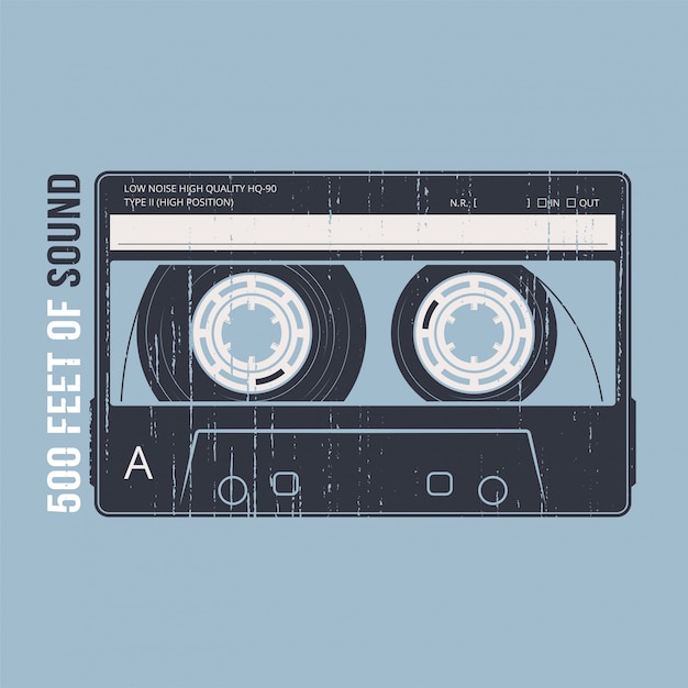 Retro met een cassette. t-shirt en kleding