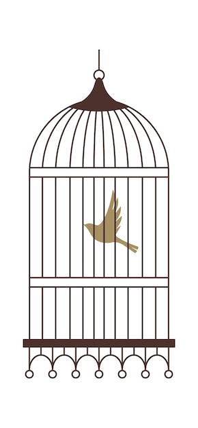 Vector retro metal birdcage flat illustration