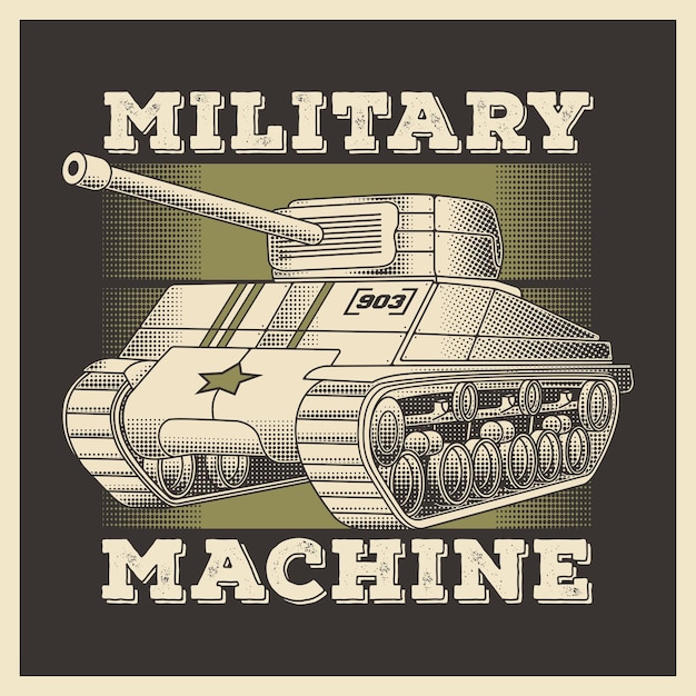 Vector retro military vehicle  heavy tank