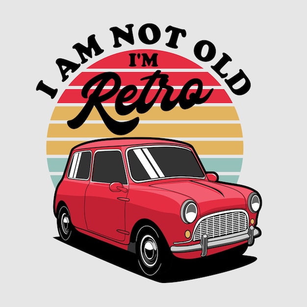 Retro mini car illustratie