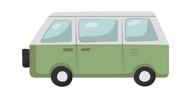 Ретро микроавтобус Ван Векторная иллюстрация