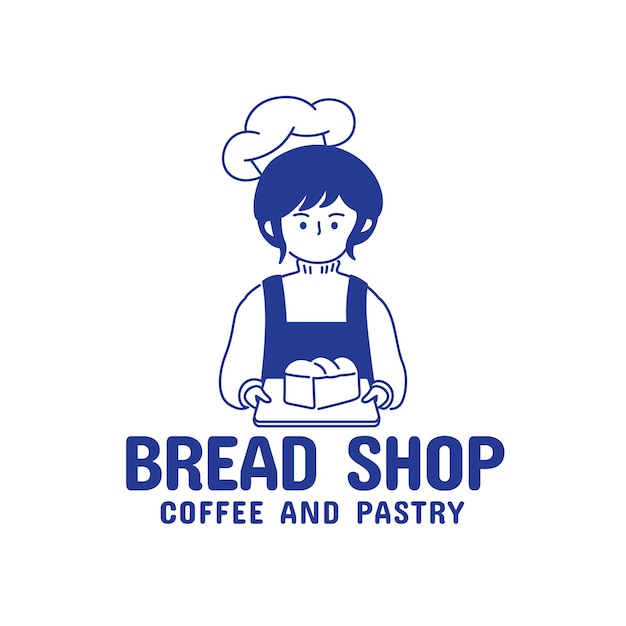 Retro Minimalist Line Art Mascot Coffee Shop with Japanese style Logo