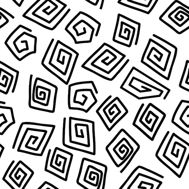 레트로 흑백 추상 나선형 원활한 패턴